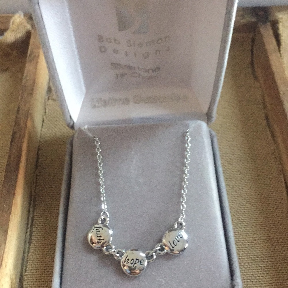 Bob Siemon Designs Chain Necklace Faith Love Hope